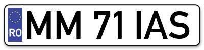 Placuta inmatriculare numar auto  MM-71-IAS, MM 71 IAS, MM71IAS