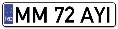 Placuta inmatriculare numar auto  MM-72-AYI, MM 72 AYI, MM72AYI