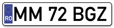 Placuta inmatriculare numar auto  MM-72-BGZ, MM 72 BGZ, MM72BGZ