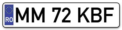 Placuta inmatriculare numar auto  MM-72-KBF, MM 72 KBF, MM72KBF