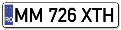 Placuta inmatriculare numar auto  MM-726-XTH, MM 726 XTH, MM726XTH