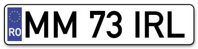 Placuta inmatriculare numar auto  MM-73-IRL, MM 73 IRL, MM73IRL