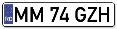Placuta inmatriculare numar auto  MM-74-GZH, MM 74 GZH, MM74GZH
