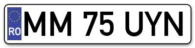 Placuta inmatriculare numar auto  MM-75-UYN, MM 75 UYN, MM75UYN