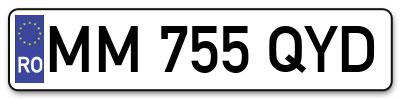 Placuta inmatriculare numar auto  MM-755-QYD, MM 755 QYD, MM755QYD