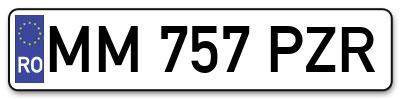 Placuta inmatriculare numar auto  MM-757-PZR, MM 757 PZR, MM757PZR