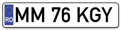 Placuta inmatriculare numar auto  MM-76-KGY, MM 76 KGY, MM76KGY