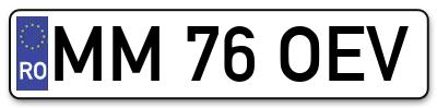 Placuta inmatriculare numar auto  MM-76-OEV, MM 76 OEV, MM76OEV