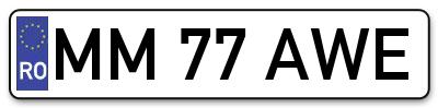 Placuta inmatriculare numar auto  MM-77-AWE, MM 77 AWE, MM77AWE