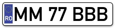 Placuta inmatriculare numar auto  MM-77-BBB, MM 77 BBB, MM77BBB