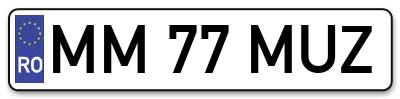 Placuta inmatriculare numar auto  MM-77-MUZ, MM 77 MUZ, MM77MUZ