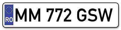 Placuta inmatriculare numar auto  MM-772-GSW, MM 772 GSW, MM772GSW