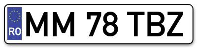 Placuta inmatriculare numar auto  MM-78-TBZ, MM 78 TBZ, MM78TBZ