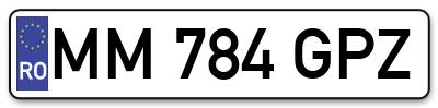 Placuta inmatriculare numar auto  MM-784-GPZ, MM 784 GPZ, MM784GPZ