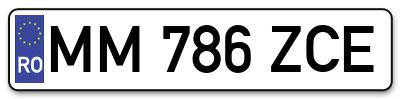 Placuta inmatriculare numar auto  MM-786-ZCE, MM 786 ZCE, MM786ZCE