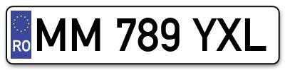 Placuta inmatriculare numar auto  MM-789-YXL, MM 789 YXL, MM789YXL