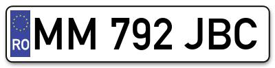 Placuta inmatriculare numar auto  MM-792-JBC, MM 792 JBC, MM792JBC