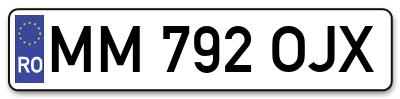 Placuta inmatriculare numar auto  MM-792-OJX, MM 792 OJX, MM792OJX