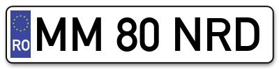 Placuta inmatriculare numar auto  MM-80-NRD, MM 80 NRD, MM80NRD