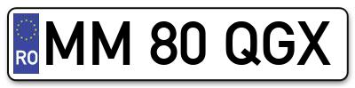 Placuta inmatriculare numar auto  MM-80-QGX, MM 80 QGX, MM80QGX