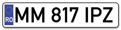 Placuta inmatriculare numar auto  MM-817-IPZ, MM 817 IPZ, MM817IPZ