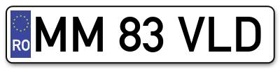 Placuta inmatriculare numar auto  MM-83-VLD, MM 83 VLD, MM83VLD