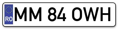 Placuta inmatriculare numar auto  MM-84-OWH, MM 84 OWH, MM84OWH