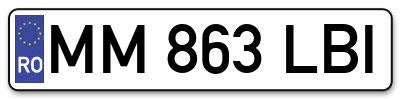 Placuta inmatriculare numar auto  MM-863-LBI, MM 863 LBI, MM863LBI