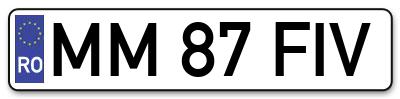 Placuta inmatriculare numar auto  MM-87-FIV, MM 87 FIV, MM87FIV