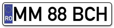 Placuta inmatriculare numar auto  MM-88-BCH, MM 88 BCH, MM88BCH