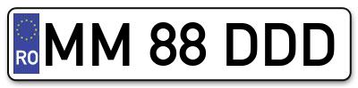 Placuta inmatriculare numar auto  MM-88-DDD, MM 88 DDD, MM88DDD