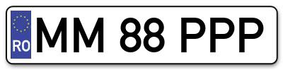 Placuta inmatriculare numar auto  MM-88-PPP, MM 88 PPP, MM88PPP