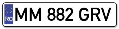 Placuta inmatriculare numar auto  MM-882-GRV, MM 882 GRV, MM882GRV