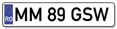 Placuta inmatriculare numar auto  MM-89-GSW, MM 89 GSW, MM89GSW