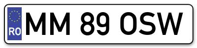 Placuta inmatriculare numar auto  MM-89-OSW, MM 89 OSW, MM89OSW