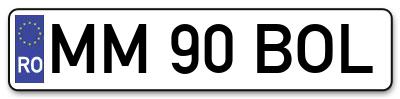 Placuta inmatriculare numar auto  MM-90-BOL, MM 90 BOL, MM90BOL