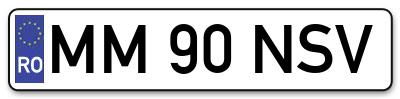 Placuta inmatriculare numar auto  MM-90-NSV, MM 90 NSV, MM90NSV