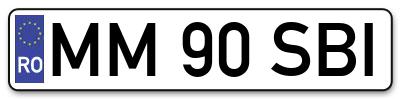 Placuta inmatriculare numar auto  MM-90-SBI, MM 90 SBI, MM90SBI