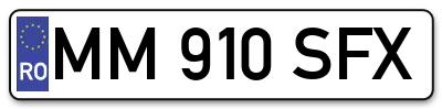 Placuta inmatriculare numar auto  MM-910-SFX, MM 910 SFX, MM910SFX