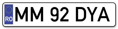 Placuta inmatriculare numar auto  MM-92-DYA, MM 92 DYA, MM92DYA