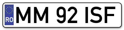 Placuta inmatriculare numar auto  MM-92-ISF, MM 92 ISF, MM92ISF