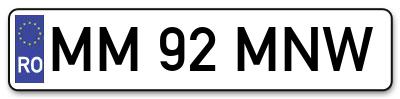 Placuta inmatriculare numar auto  MM-92-MNW, MM 92 MNW, MM92MNW