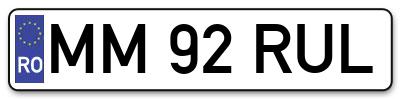 Placuta inmatriculare numar auto  MM-92-RUL, MM 92 RUL, MM92RUL