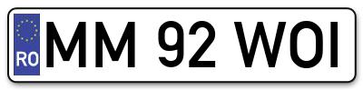 Placuta inmatriculare numar auto  MM-92-WOI, MM 92 WOI, MM92WOI