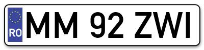 Placuta inmatriculare numar auto  MM-92-ZWI, MM 92 ZWI, MM92ZWI