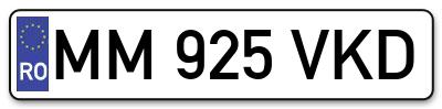 Placuta inmatriculare numar auto  MM-925-VKD, MM 925 VKD, MM925VKD