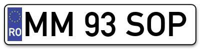 Placuta inmatriculare numar auto  MM-93-SOP, MM 93 SOP, MM93SOP
