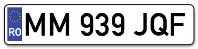 Placuta inmatriculare numar auto  MM-939-JQF, MM 939 JQF, MM939JQF