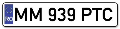 Placuta inmatriculare numar auto  MM-939-PTC, MM 939 PTC, MM939PTC