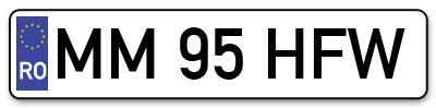 Placuta inmatriculare numar auto  MM-95-HFW, MM 95 HFW, MM95HFW